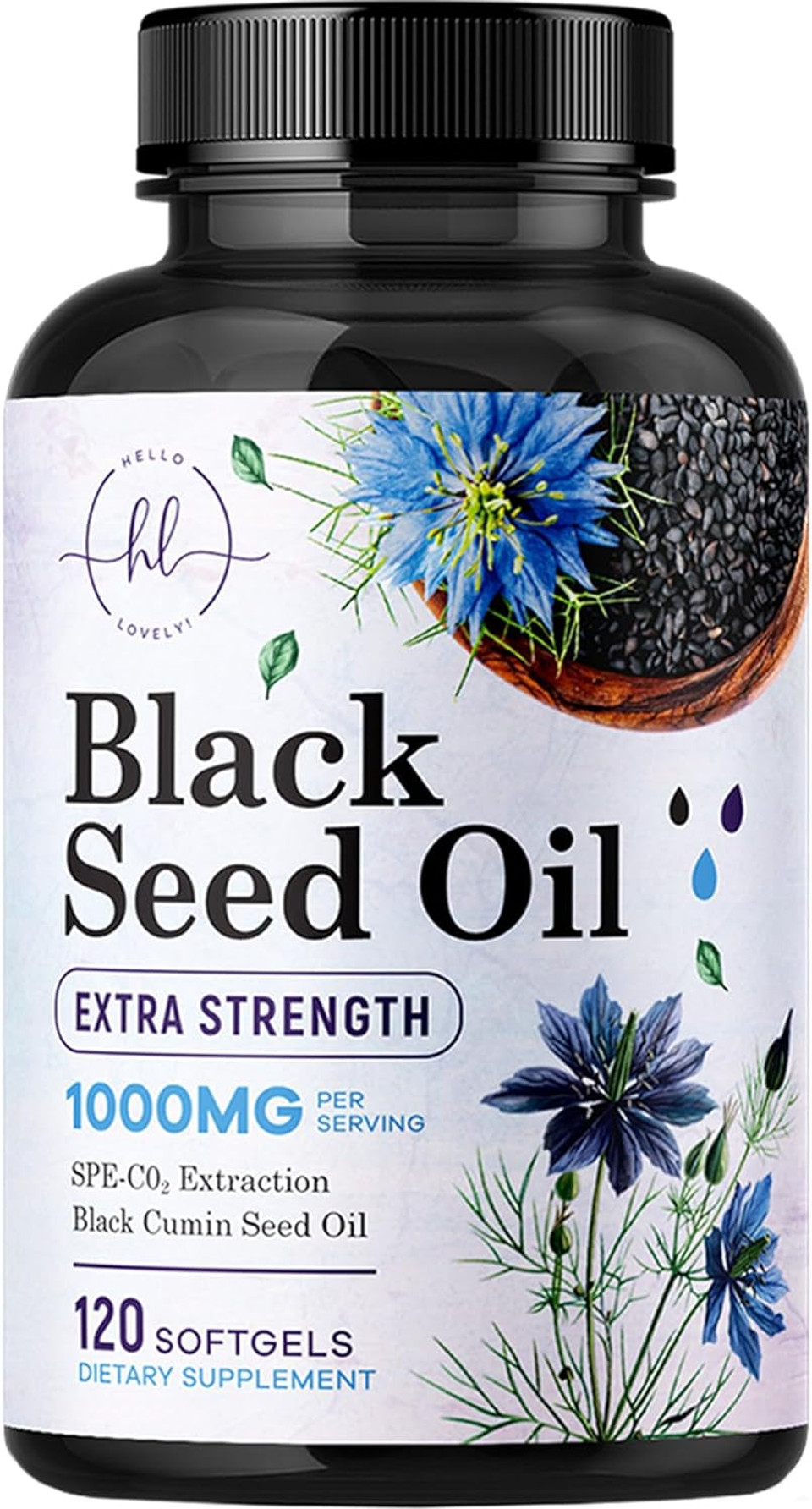 Black Seed Oil 1000Mg With Thymoquinone - Premium Nigella Sativa Blackseed (Non-Gmo) For Skin Health & Immune Support, Best Extraction Above Cold Pressed, Pure Black Cumin Seed Oil - 120 Softgels