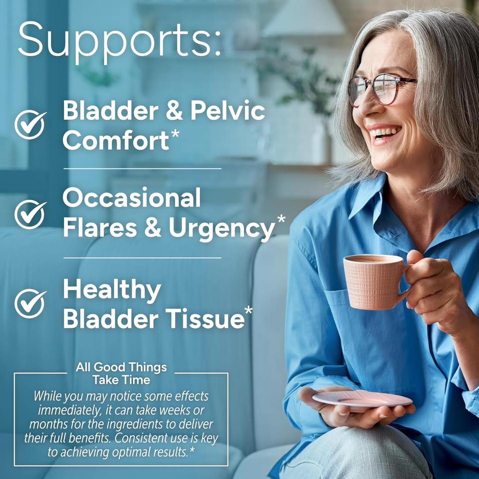 Bladder & Pelvic Discomfort Formula (High Potency) - Supports Less Flares & Urgency* - Premium Bladder Support For Women & Men - Usa Manufactured & Third-Party Tested - 180 Capsules