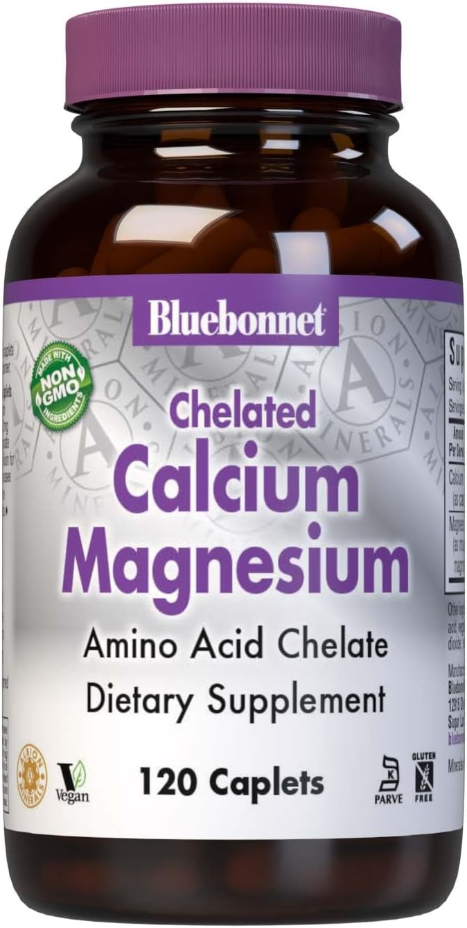 Bluebonnet Albion Chelated Calcium Magnesium Caplets, 60 Count