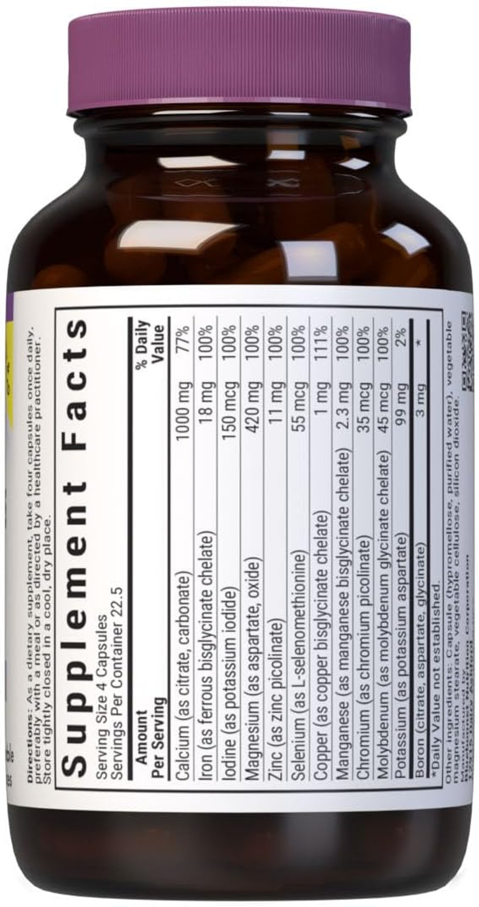 Bluebonnet Multi Minerals Plus Boron Vegetarian Capsules, 90 Count (743715002104)