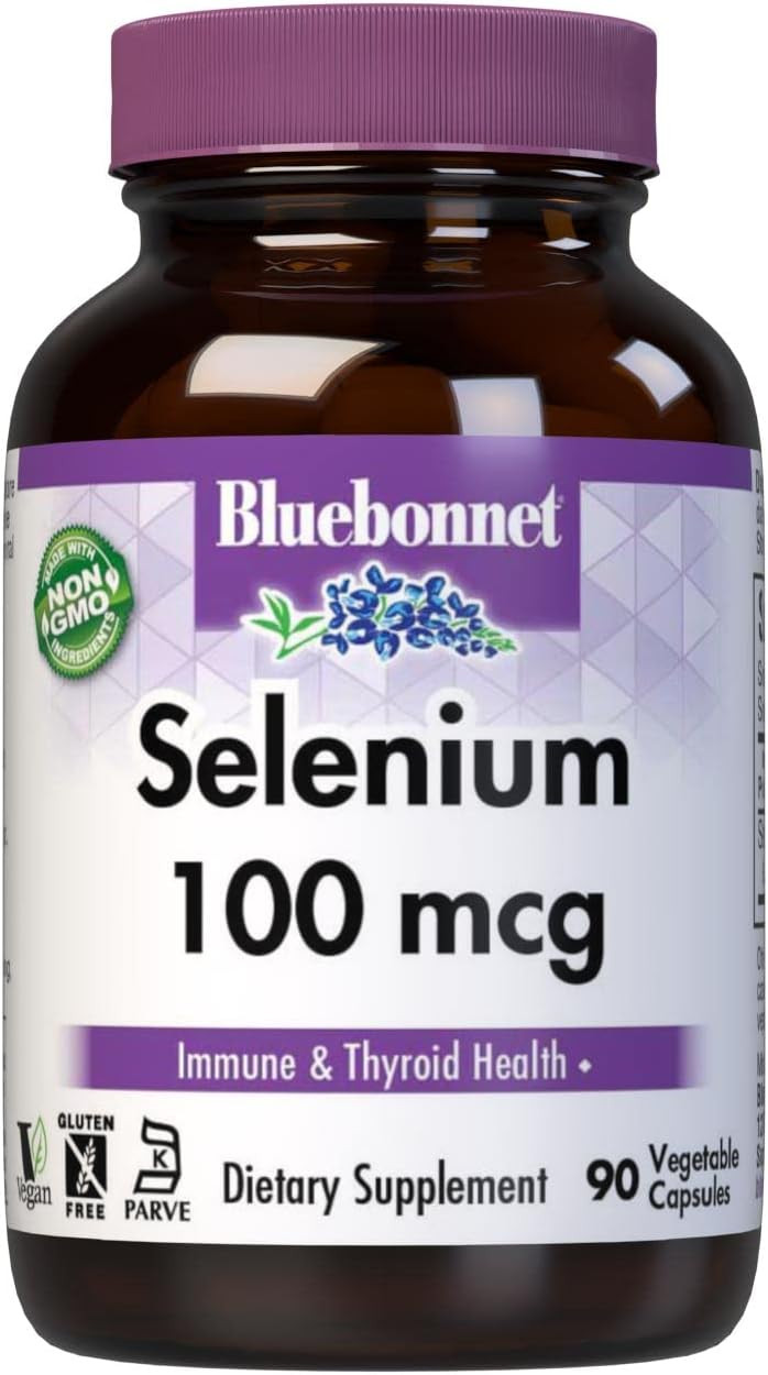 Bluebonnet Selenium 100Mcg Capsules (L-Selenomethionine) - Potent Antioxidant Support - Amino Acid Complex Selenium Supplement For Women & Men - Vegan, Non-Gmo, Gluten-Free - 90 Vegetable Capsules