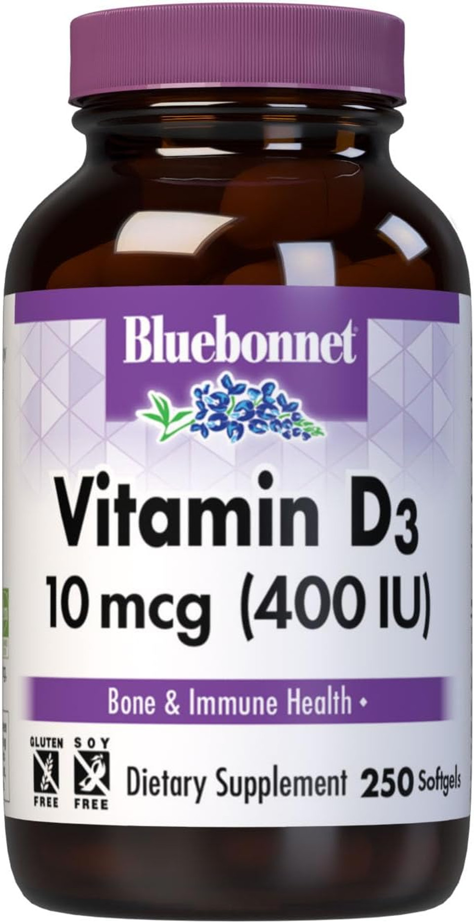 Bluebonnet Vitamin D3 1000 Iu 25 Mcg - Strong Bones & Immune Support Supplement For Women & Men* Soy-Free, Gluten-Free, Non-Gmo, Vegetarian - Highly Absorbable Vitamin D - 180 Veggie Capsules