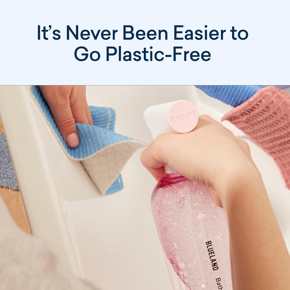 Blueland Bathroom Cleaner, Starter Set, Eucalyptus Mint Scent, Spray Bottle With 4 Refill Tablets, Eco-Friendly Cleaning Supplies, 4 X 24 Fl Oz