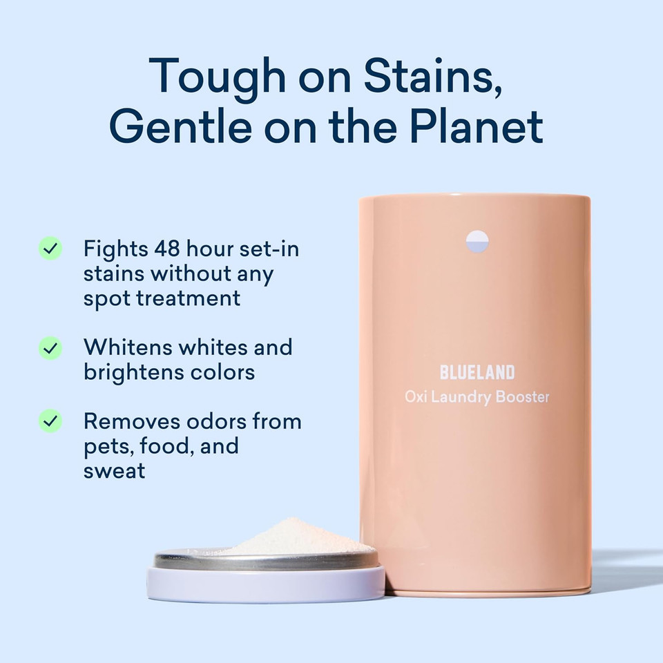 Blueland Oxi Laundry Booster Powder Starter Set, Spring Bloom Scent, 25 Loads, 17.6 Oz With Tin, Plastic-Free Eco Friendly Oxy Cleaner Stain Remover