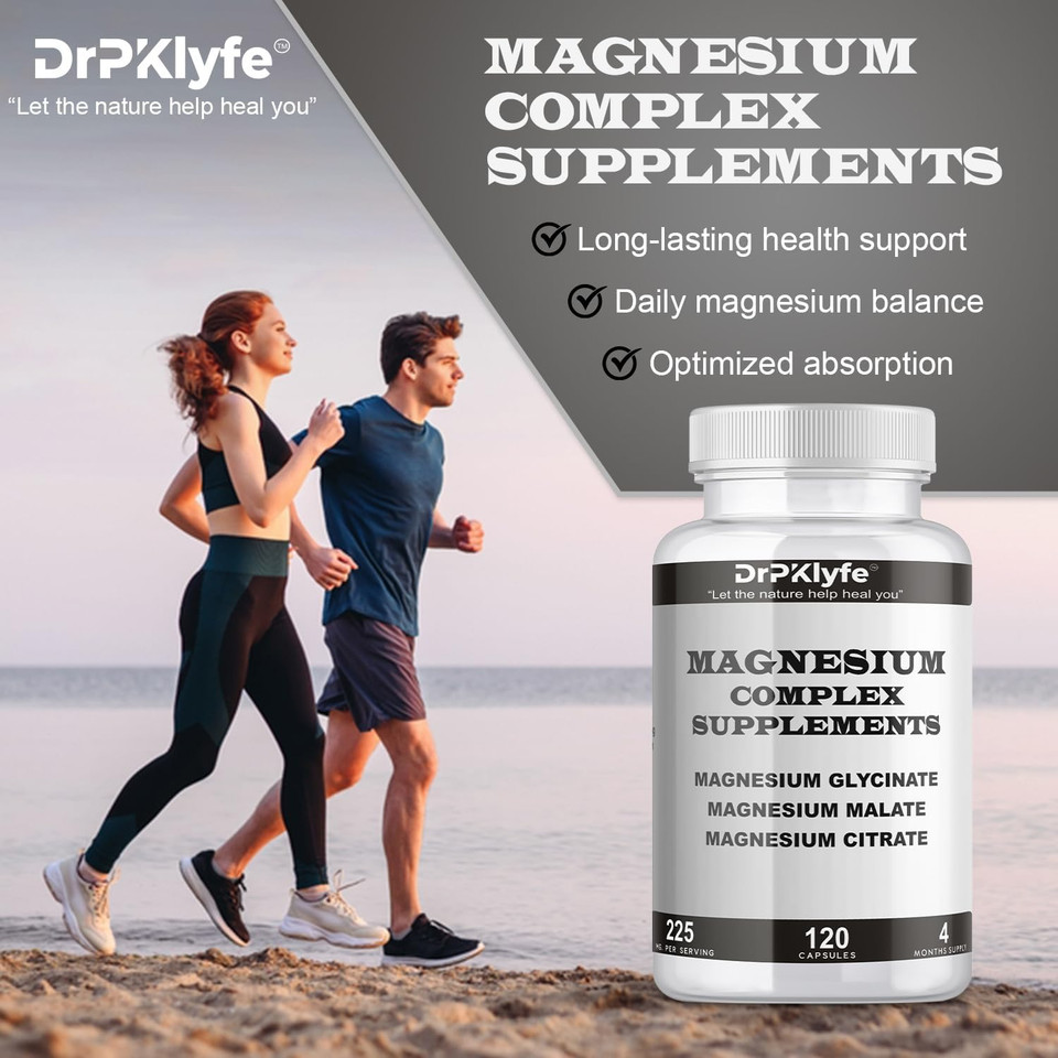 Board Certified Internist'S Recommendation: Magnesium Complex Capsule| Glycinate |Malate|Citrate For Optimal Health|225Mg, 4 Months Supply For Heart, Muscle & Bone Health - Drpklyfe