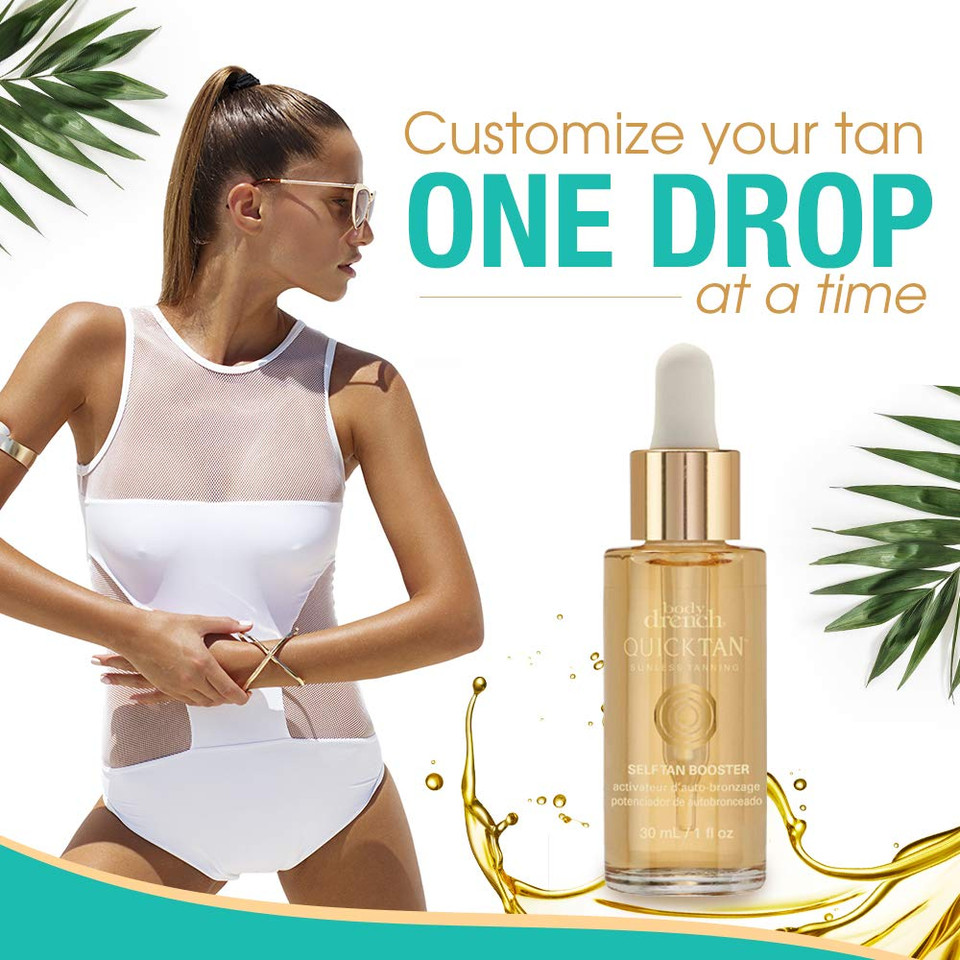 Body Drench Quick Tan Self Tanner Booster Drops  Add To Lotion For Gradual Glow, Sunless Self Tanning Enhancer For Face & Body, 1 Fl Oz