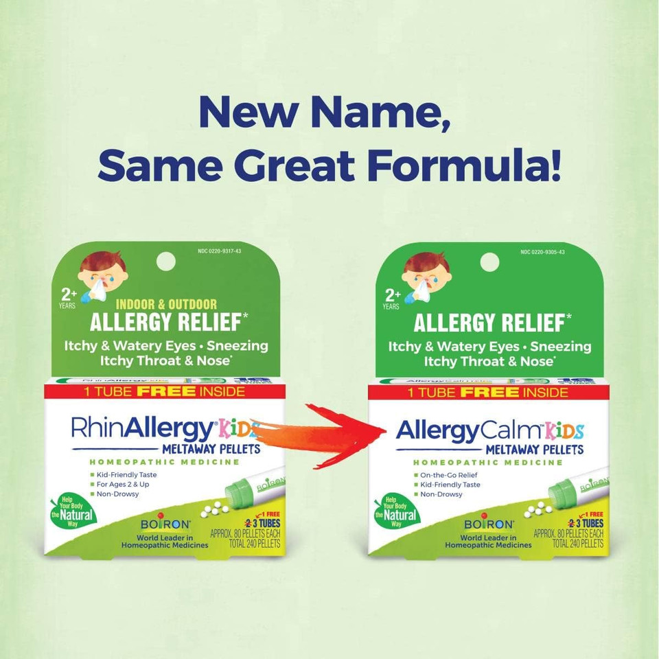 Boiron Allergycalm Kids Pellets For Relief From Allergy And Hay Fever Symptoms Of Sneezing, Runny Nose, And Itchy Eyes Or Throat - 3 Count (240 Pellets)