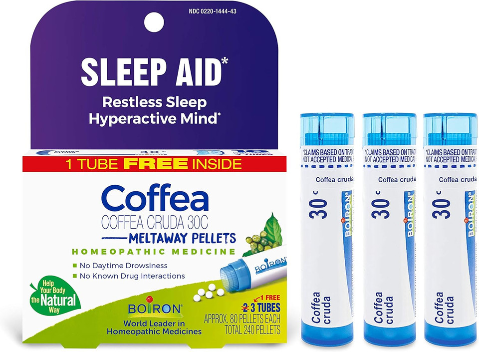 Boiron Coffea Cruda 30C - 9 Blue Tubes - Homeopathic Sleep Aid For Restless Sleep, Racing Thoughts, And Difficulty Sleeping With Blue Pen