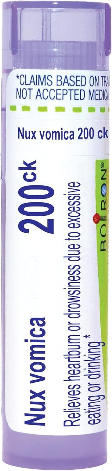 Boiron Nux Vomica 12C For Heartburn Or Drowsiness Due To Excessive Eating Or Drinking - 80 Pellets