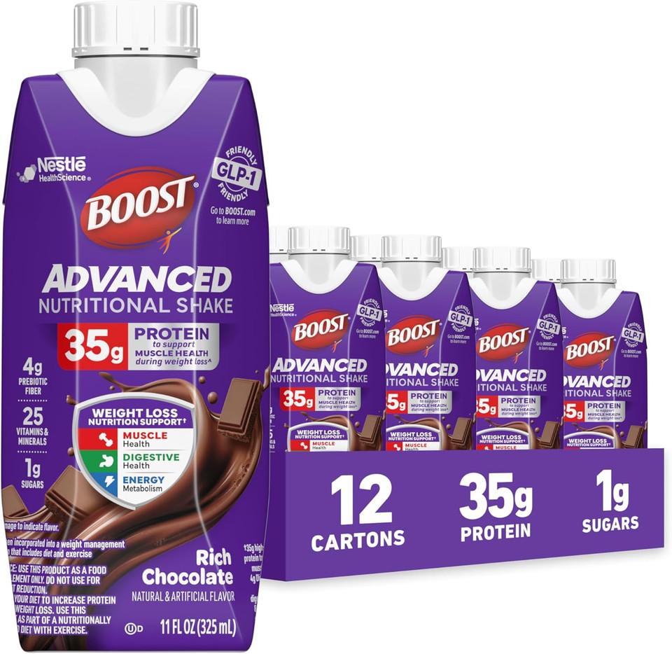 Boost Advanced Nutritional Protein Shake, Weight Loss Nutrition Support*, 35G High Protein Glp-1 Friendly Shake, Ready To Drink - Very Vanilla, 12-11 Fl Oz (325 Ml) Cartons