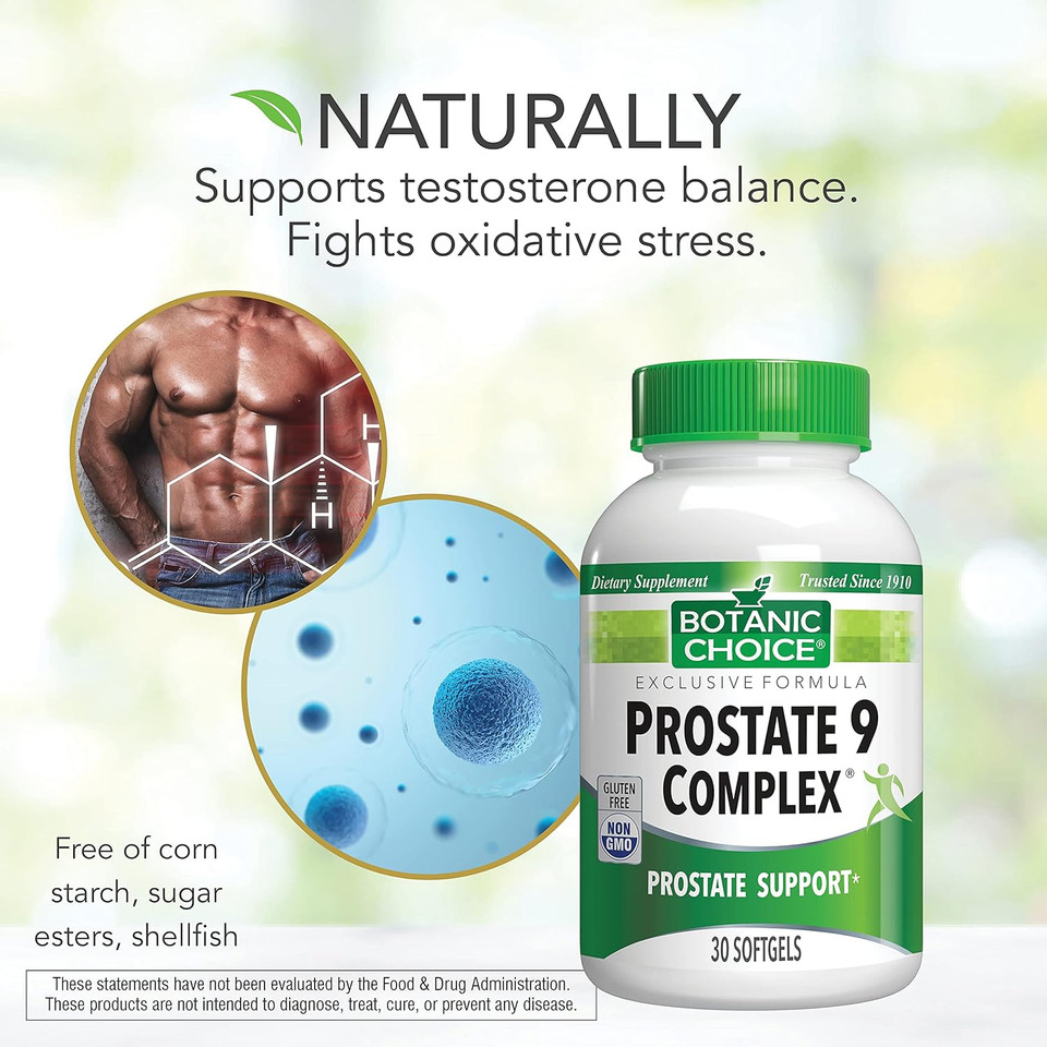 Botanic Choice Prostate 9 Complex Softgels, 30 Ct - Prostate Supplements For Men With Saw Palmetto; Prostate Health Supplements For Men For Prostate Support