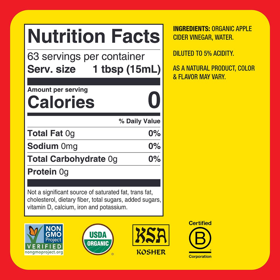 Bragg Organic Apple Cider Vinegar With The Mother - 32 Fl Oz - Raw And Unfiltered