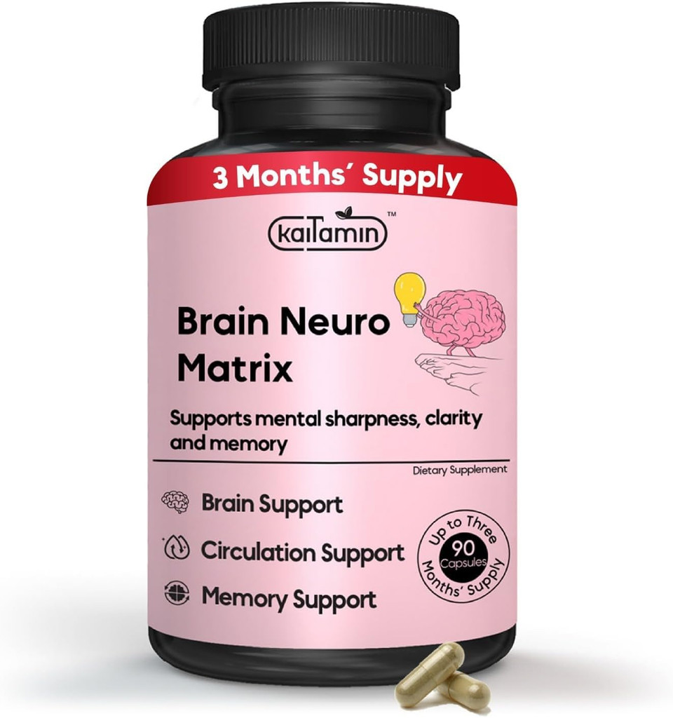 Brain Neuro Matrix Nootropic For Memory & Focus  For Seniors & Students  Brain Supplement With Ginkgo Biloba, Huperzine A  90 Caps  3 Month Supply  Vegan  Natural  Caffeine-Free