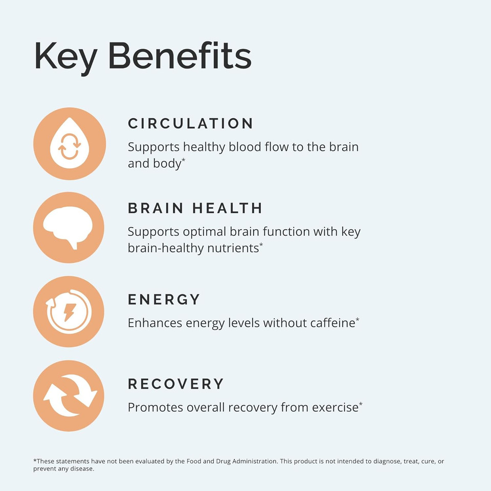 Brainmd Advanced Blood Flow - 60 Vegan Capsules - Nitric Oxide Support For The Brain & Body - Gluten Free - 30 Servings