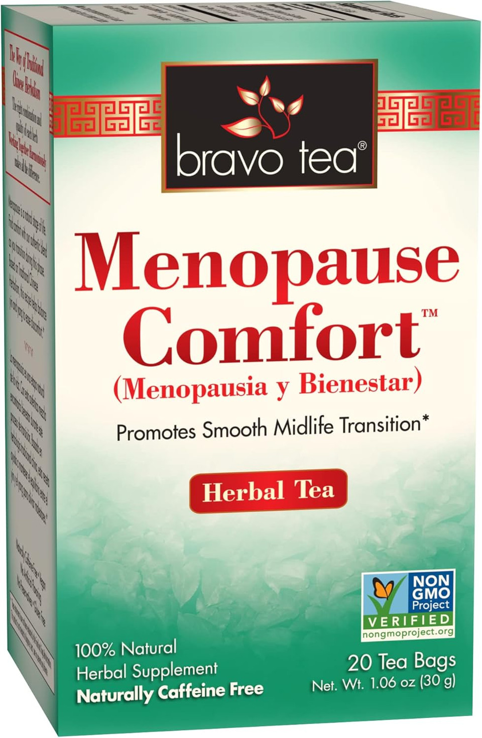 Bravo Tea Menopause Comfort Herbal Tea Caffeine Free, 20 Tea Bags, 6 Count