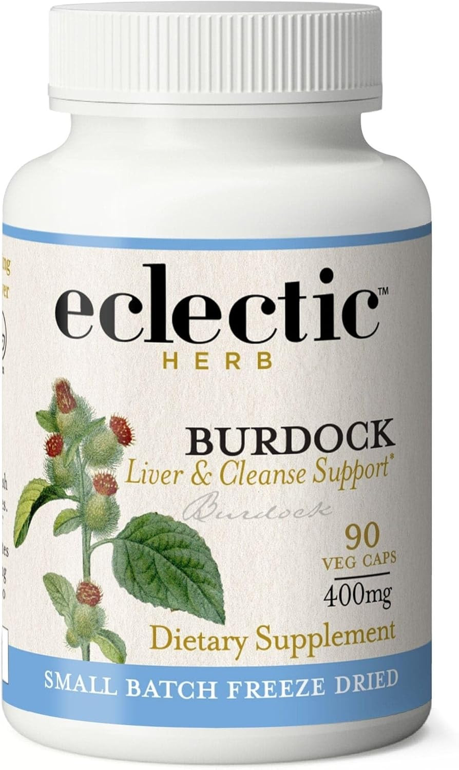 Eclectic Institute Raw Fresh Freeze-Dried Non-Gmo Burdock | Digestive Support | 90 Ct (400 Mg)