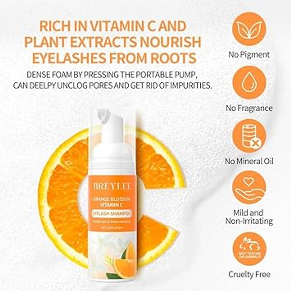 Breylee Eyelash Extension Cleanser, Lash Shampoo For Extensions, Lash Cleanser, Lash Bath, Lash Cleaner, Lash Cleaning Kit With Rinse Bottle+Brush+Pad For Professional & Self