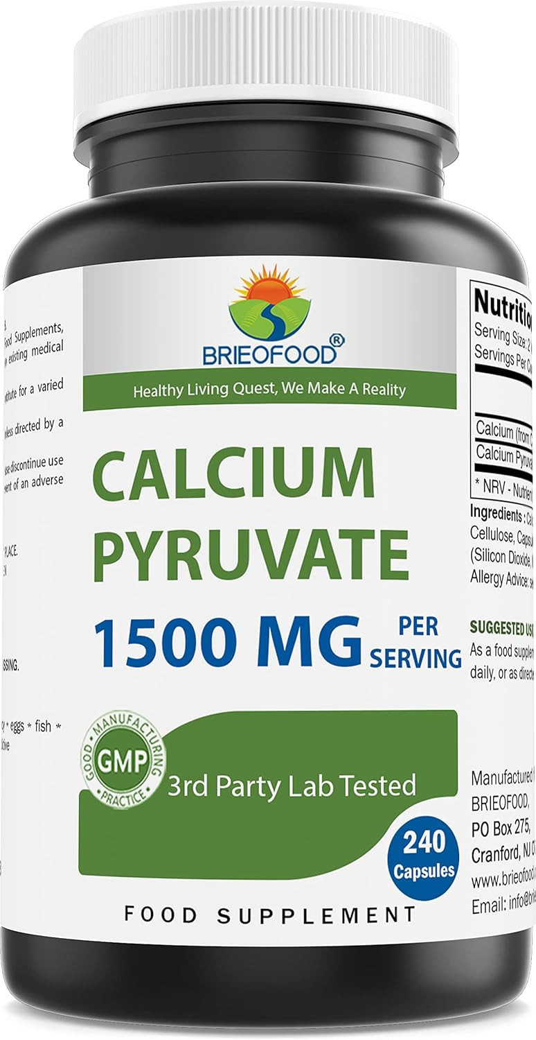 Brieofood Calcium Pyruvate 1500Mg Per Serving - 240 Vegetarian Capsules