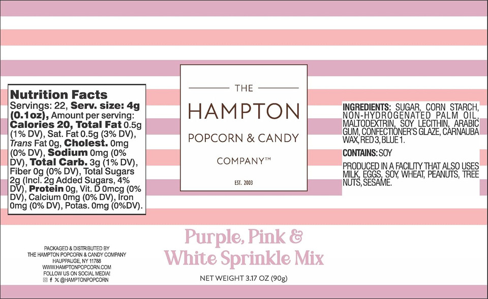 Bright Purple Sprinkles Jimmies 4 Oz, Sprinkles For Cake Decorating, Baking, Ice Cream & More, The Hampton Candy Company