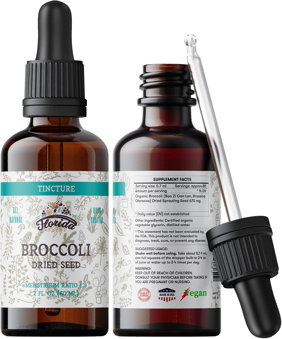 Broccoli Tincture, Organic Broccoli Extract, Broccoli Drops (Brassica Oleracea) Dried Seeds