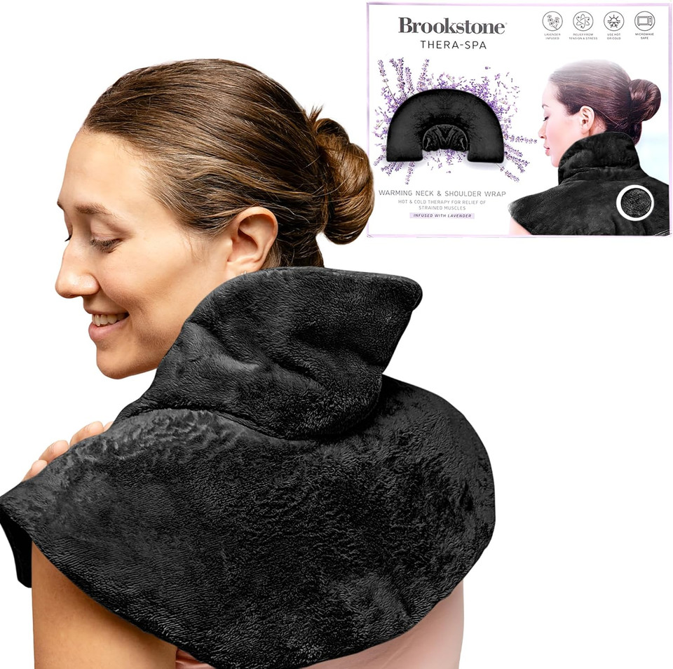 Brookstone - Thera-Spa Cooling & Warming Heated Neck Wrap & Shoulder Wrap - Microwavable Neck Warmer Or Chill In Freezer For Instant Strained Muscles Relief - Lavender Infused, (Blush Pink)