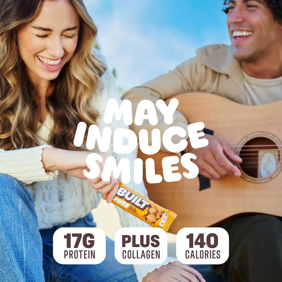 Built Bar, Puff Protein Bars, Mint Chip Puff, 17G Protein Snacks, On-The-Go Bars, Only 140 Calories, 6G Sugar, Collagen, Gluten Free, 12 Count