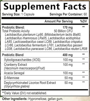 Built By Nature Vaginal Probiotics For Women  Ph Balance & Feminine Health With Prebiotics, Lactobacillus & Cranberry Extract  50 Billion Cfu  Support Ut, Vaginal Odor & Flora  60 Capsules