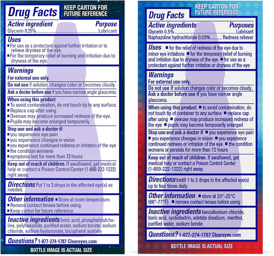 Bundle Of Clear Eyes Nighttime Restoring Eyes Drops, Nighttime Relief Dry Eye Drops, 0.5 Fl Oz + Clear Eyes Cooling Comfort Relief Eye Drops, 0.5 Fl Oz