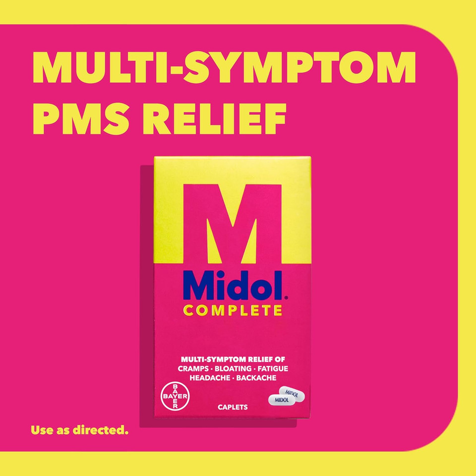 Bundle Of Midol Complete Menstrual Pain Relief Caplets, 40 Count + Midol Supplements Peace Out Pms, Pms Support Supplement, 30 Count