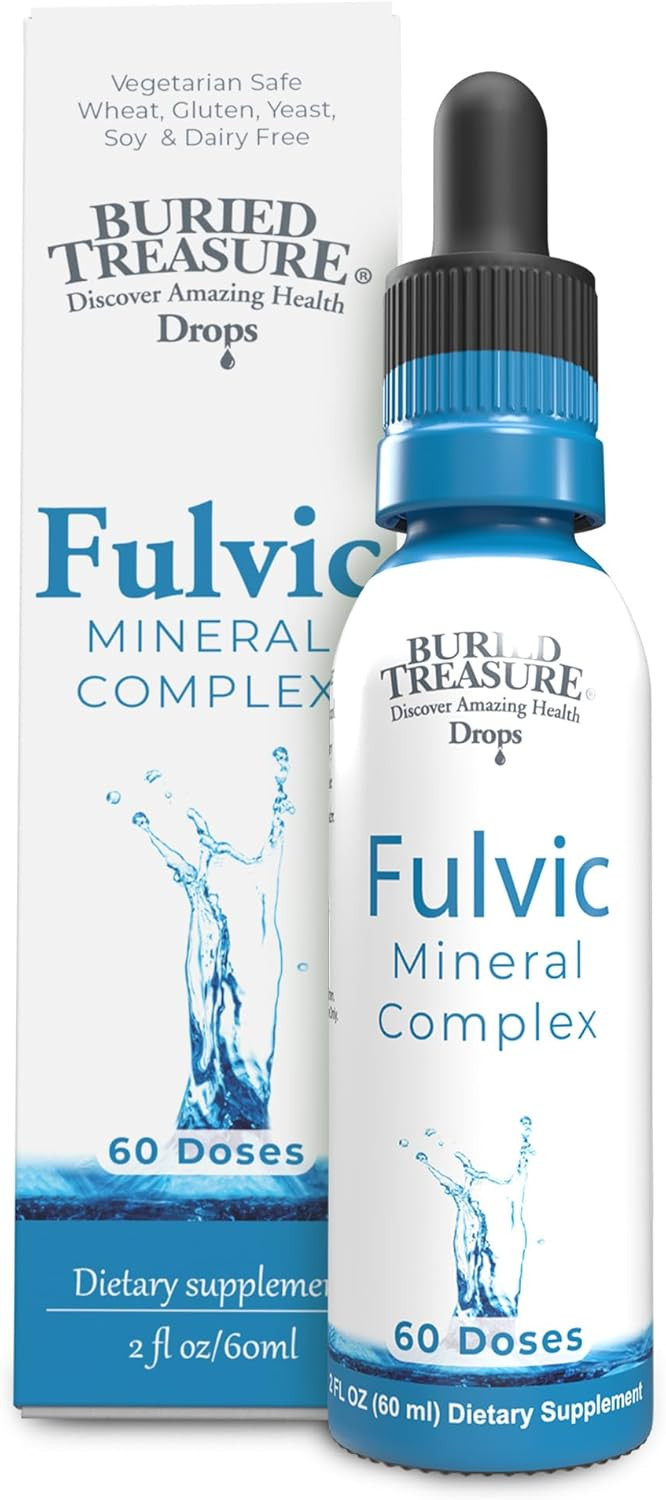 Buried Treasure Fulvic Mineral Drops  295Mg Trace Minerals, Ionic Fulvic Acid Supplement For Hydration, Energy & Electrolyte Support, Vegan, Non-Gmo, 2 Fl Oz Liquid Drops