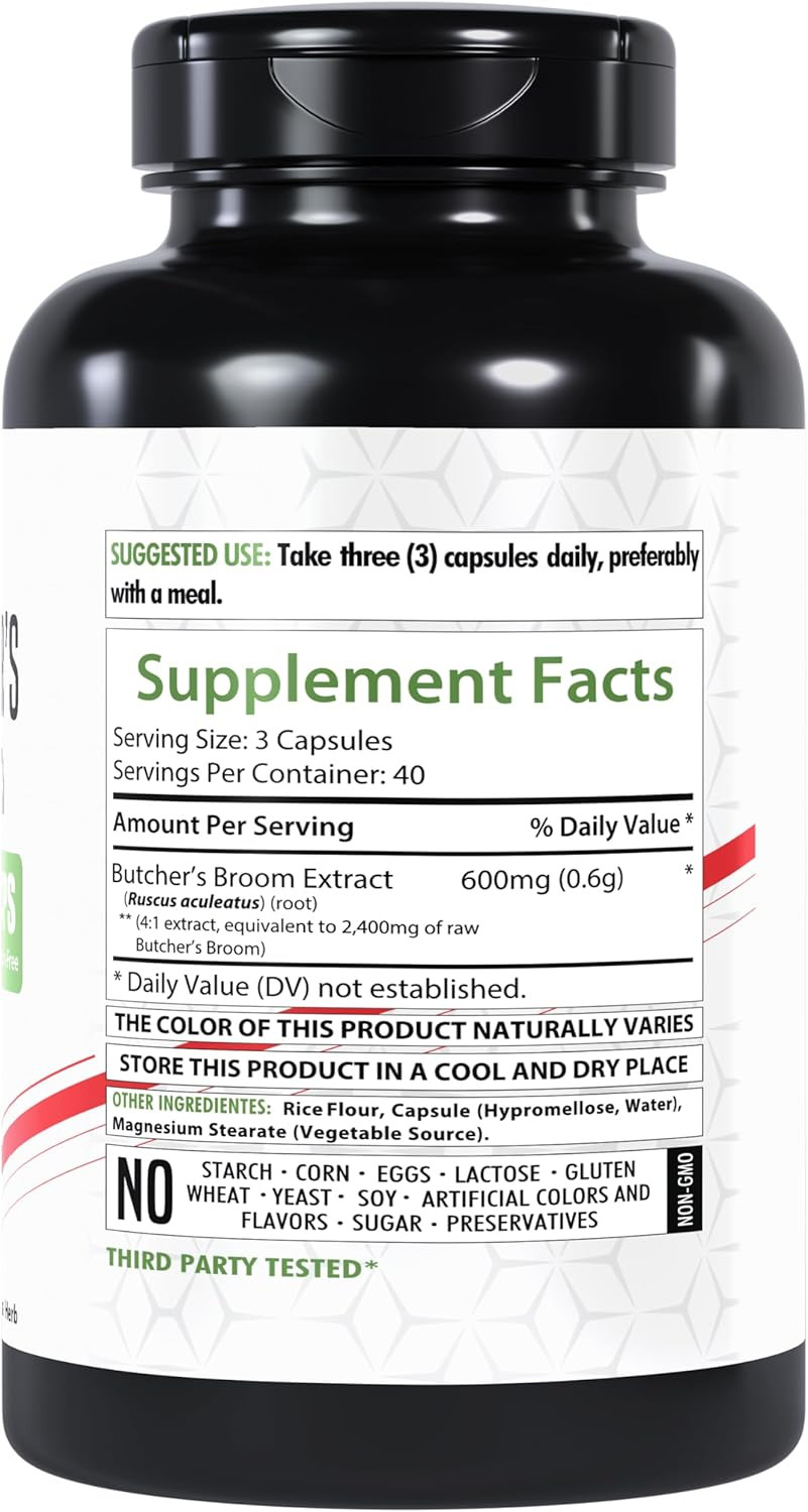 ButcherS Broom Capsules 2400Mg | 120 Veg Capsules | Premium Herbal Formula | Non-Gmo | Gluten-Free