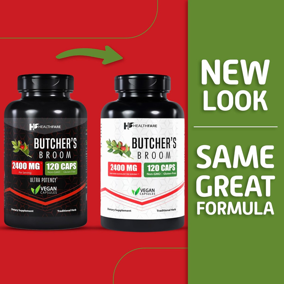 ButcherS Broom Capsules 2400Mg | 120 Veg Capsules | Premium Herbal Formula | Non-Gmo | Gluten-Free