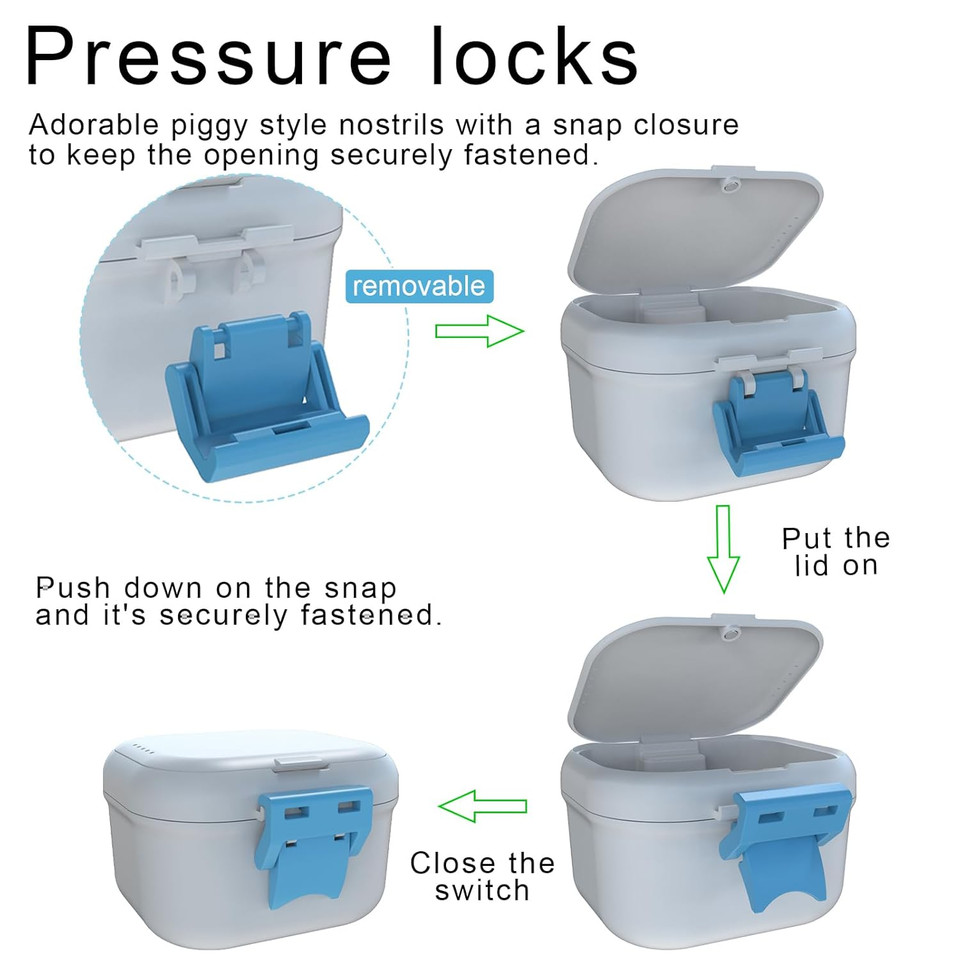 Bvn Leakproof Denture Cup, Upgraded Carrying Storage, Denture Bath Box With Filter, Denture Cup For Soaking Dentures, Travel Retainer Cleaning Case (Black+Blue)