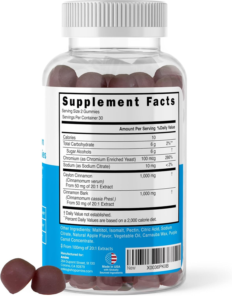 By Dr. Awan Sugar-Free Vegan Ceylon Cinnamon Gummies, Replace Ceylon Cinnamon Capsules & Pills, 120Ct