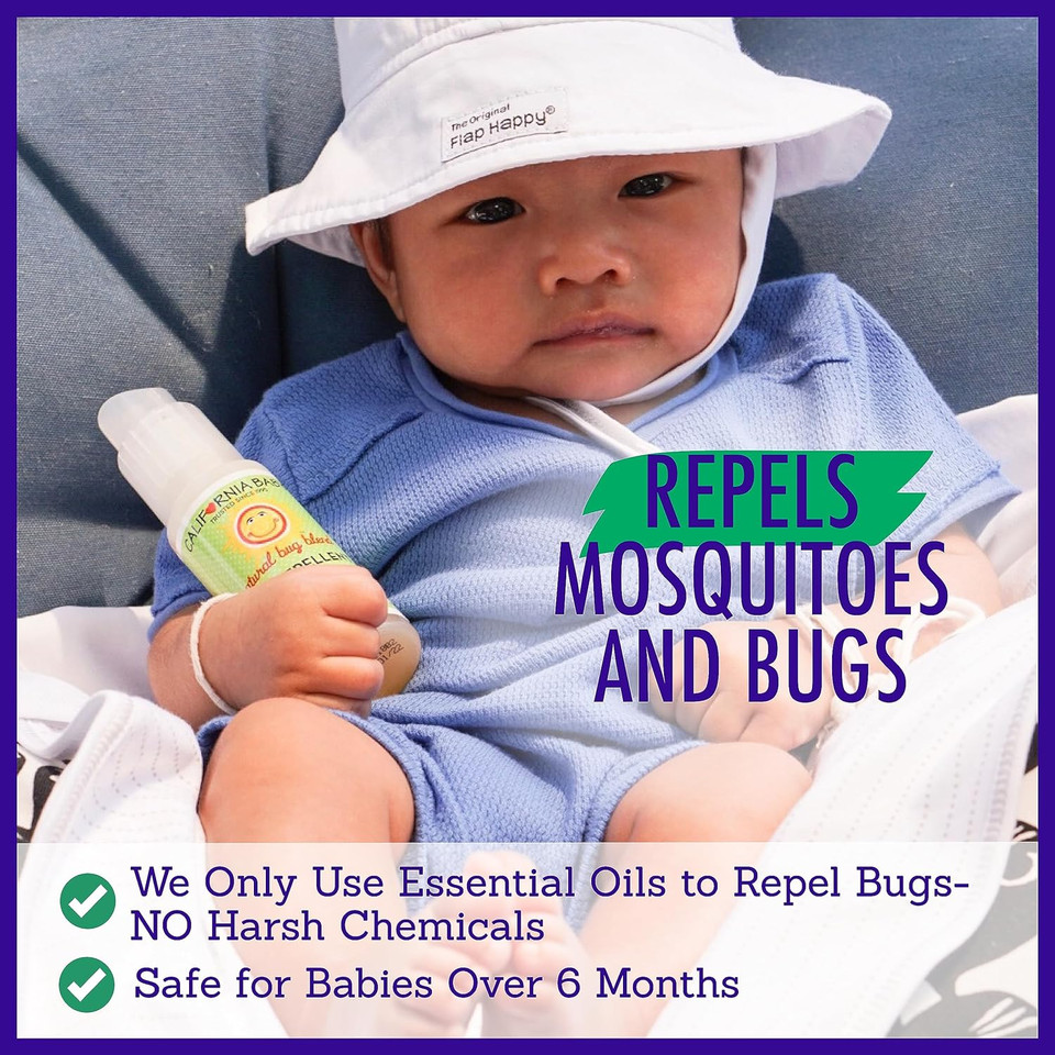 California Baby Natural Bug Spray | Deet Free Mosquito Repellent | Baby + Kids Bug Spray | Citronella Spray | Great Smell | 192 Ml / 6.5 Oz