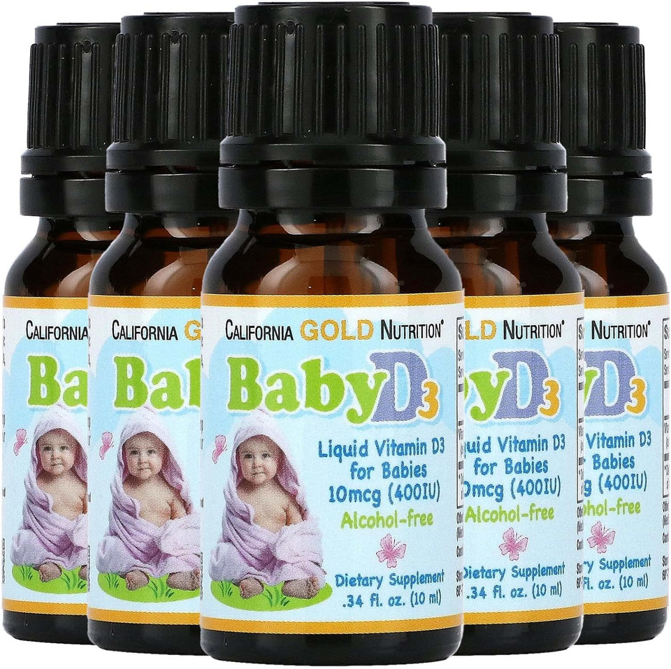 California Gold Nutrition Baby Vitamin D3 By - Liquid D3 Supplement For Babies, Vegetarian Friendly - Alcohol & Gluten Free, Non-Gmo - 10 Mcg (400 Iu), 0.34 Fl Oz (10 Ml)