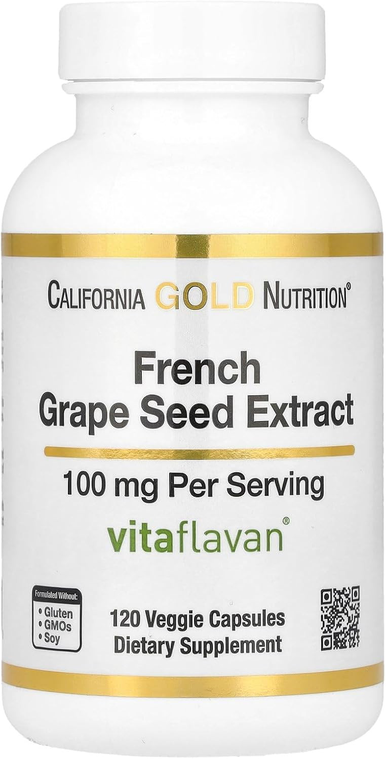 California Gold Nutrition French Grape Seed Extract, Vitaflavan®, 100 Mg, 120 Veggie Capsules