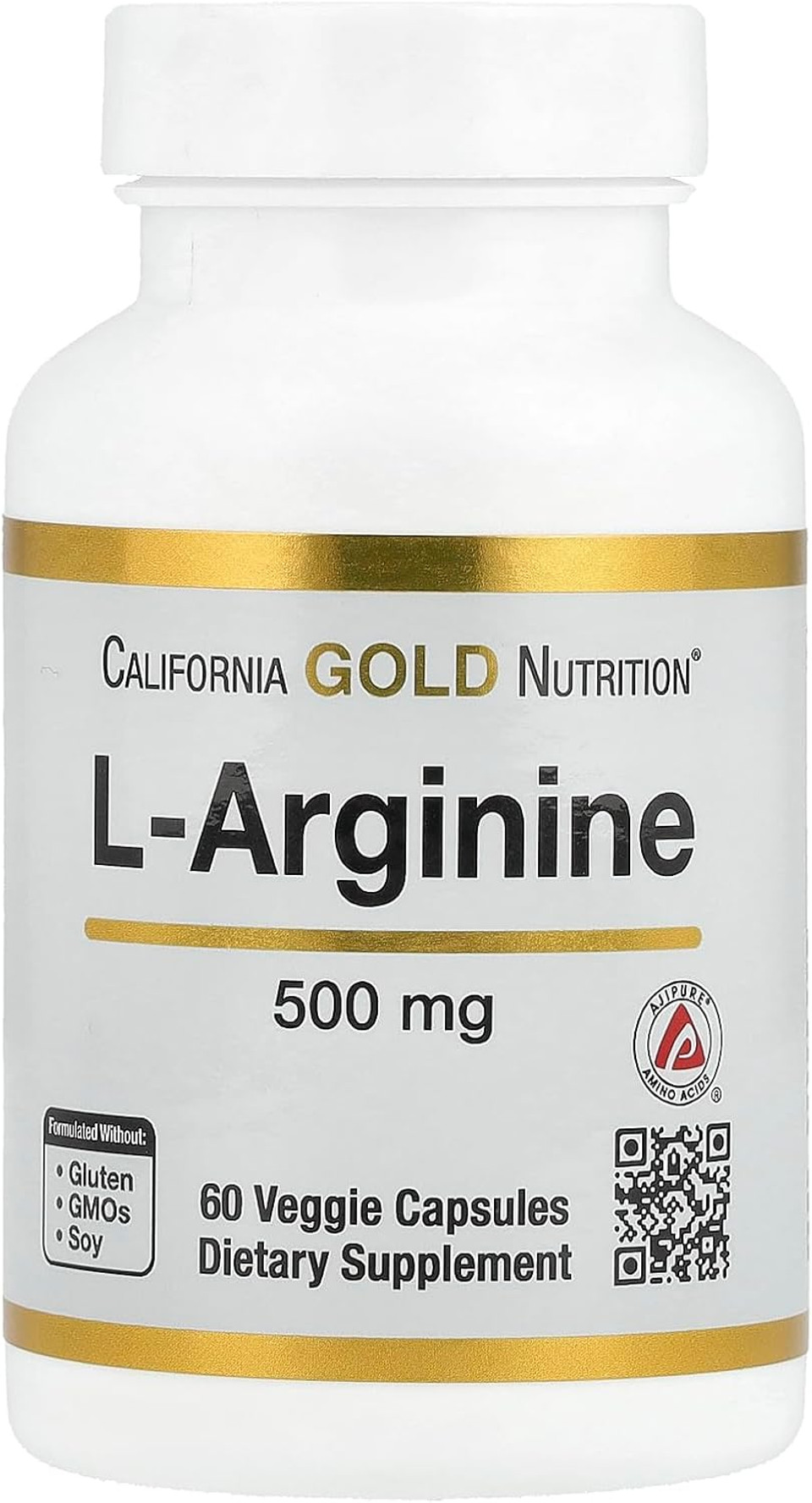California Gold Nutrition L-Arginine, 500 Mg, 60 Veggie Capsules