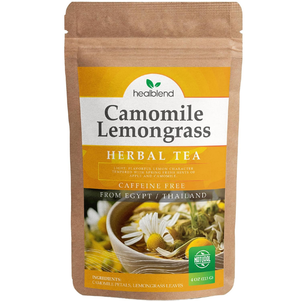 Camomile Lemongrass Loose - Herbal Tea With Chamomile Petals And Lemongress Leaves - Caffeine Free - 4 Oz, 40-50 Cups (1)
