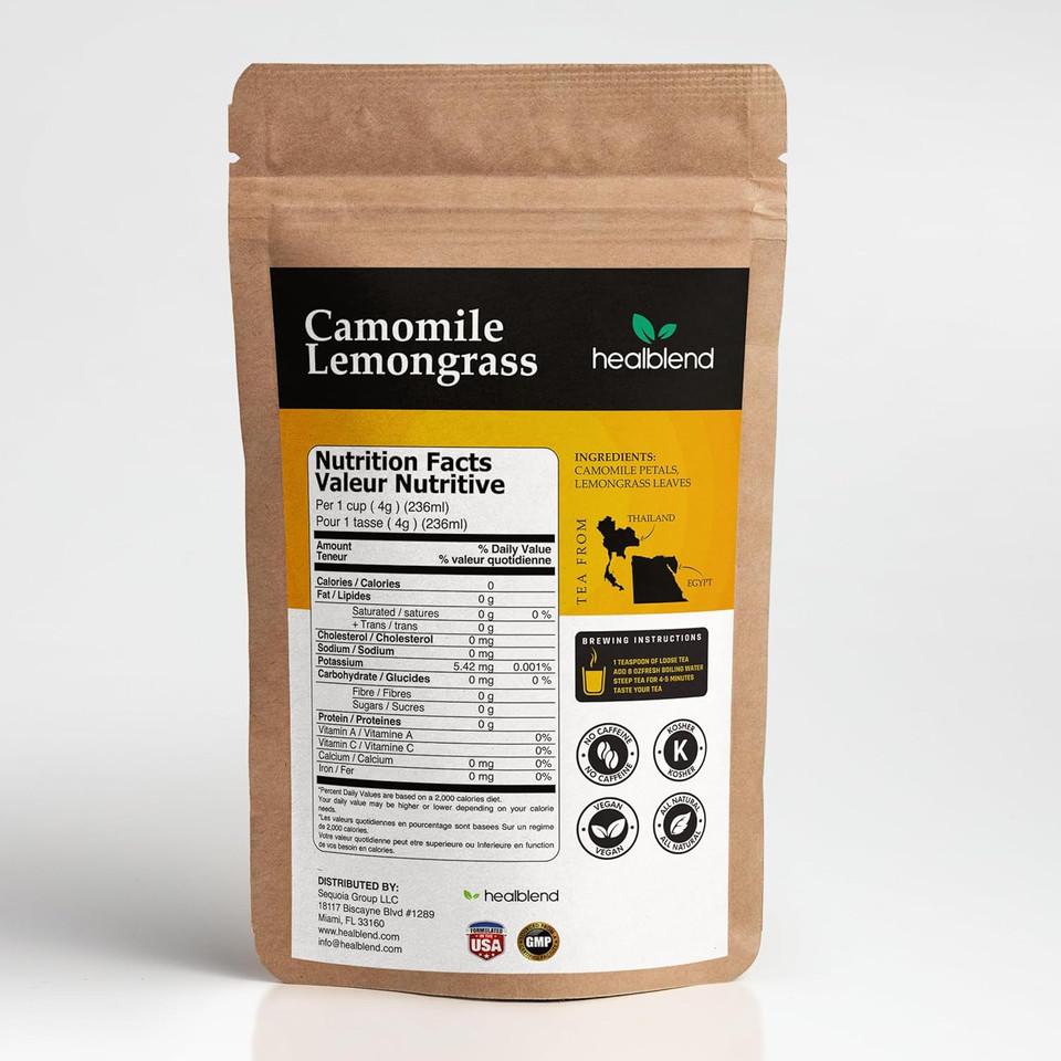 Camomile Lemongrass Loose - Herbal Tea With Chamomile Petals And Lemongress Leaves - Caffeine Free - 4 Oz, 40-50 Cups (1)