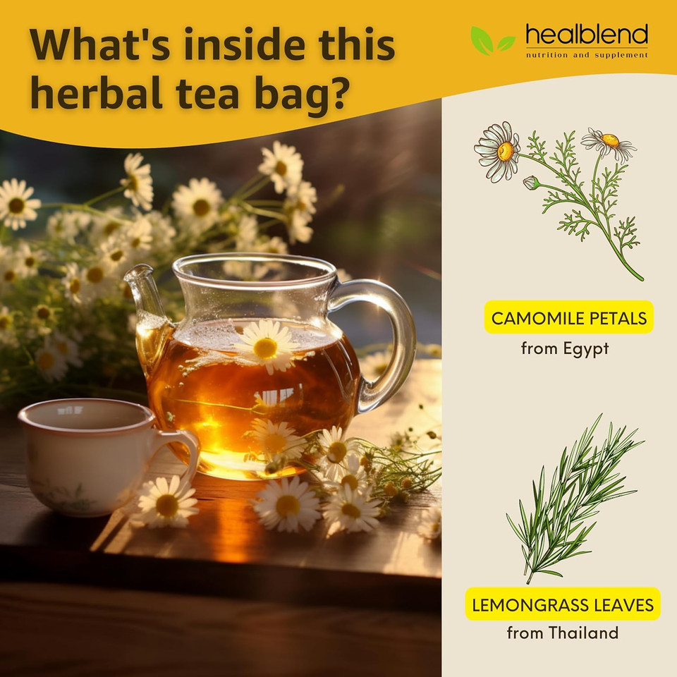 Camomile Lemongrass Loose - Herbal Tea With Chamomile Petals And Lemongress Leaves - Caffeine Free - 4 Oz, 40-50 Cups (1)