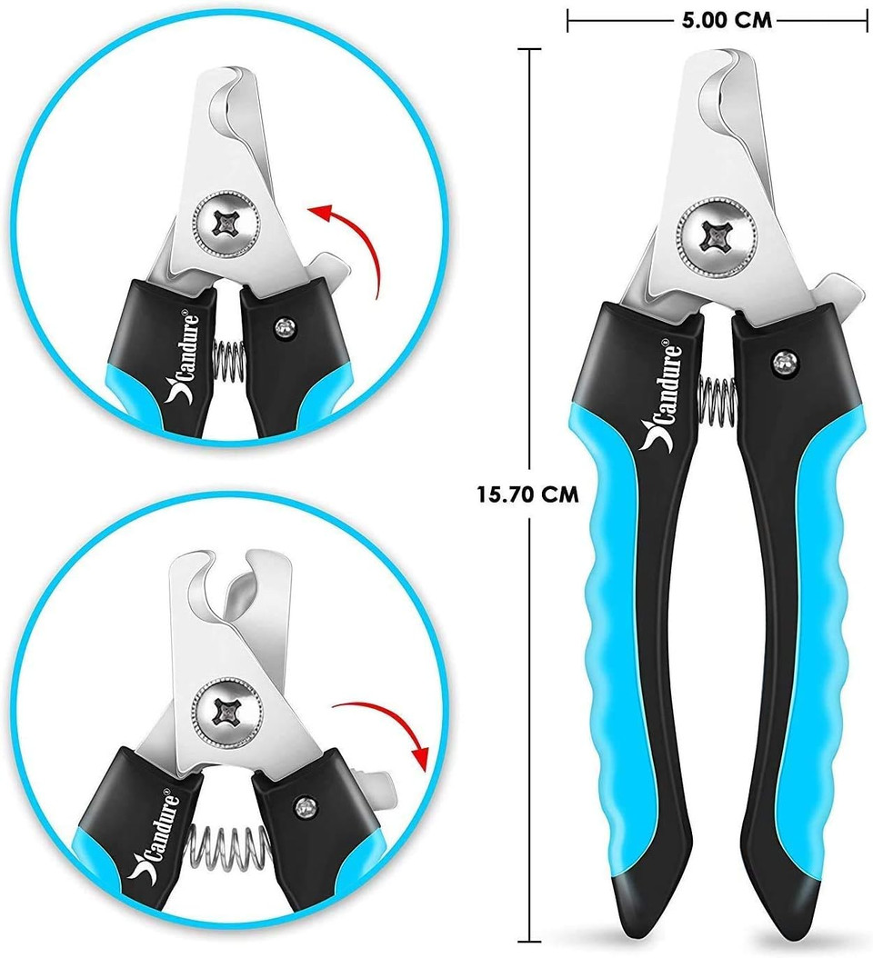 Candure Dog Nail Clippers For Pet Grooming - Professional Cat Nail Trimmers Suitable For Small To Medium Breeds With A Safety Guard & Nail File