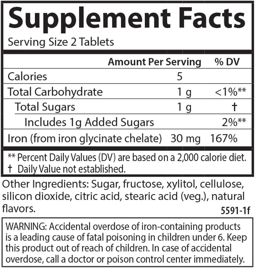 Carlson - Chewable Iron, 30 Mg, Superior Absorption, Blood Health, Energy Production & Optimal Wellness, Chewable Iron Supplement For Women & Men, Natural Strawberry Flavor, 120 Tablets