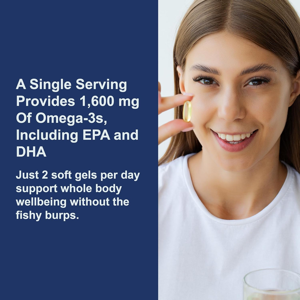 Carlson Elite Omega-3 Gems 1600 Mg Omega 3 Fatty Acids Including Epa & Dha - Norwegian, Wild-Caught Sustainably Sourced Fish Oil Supplement, Omega 3 Fish Oil Capsules Lemon - 90+30 Softgels