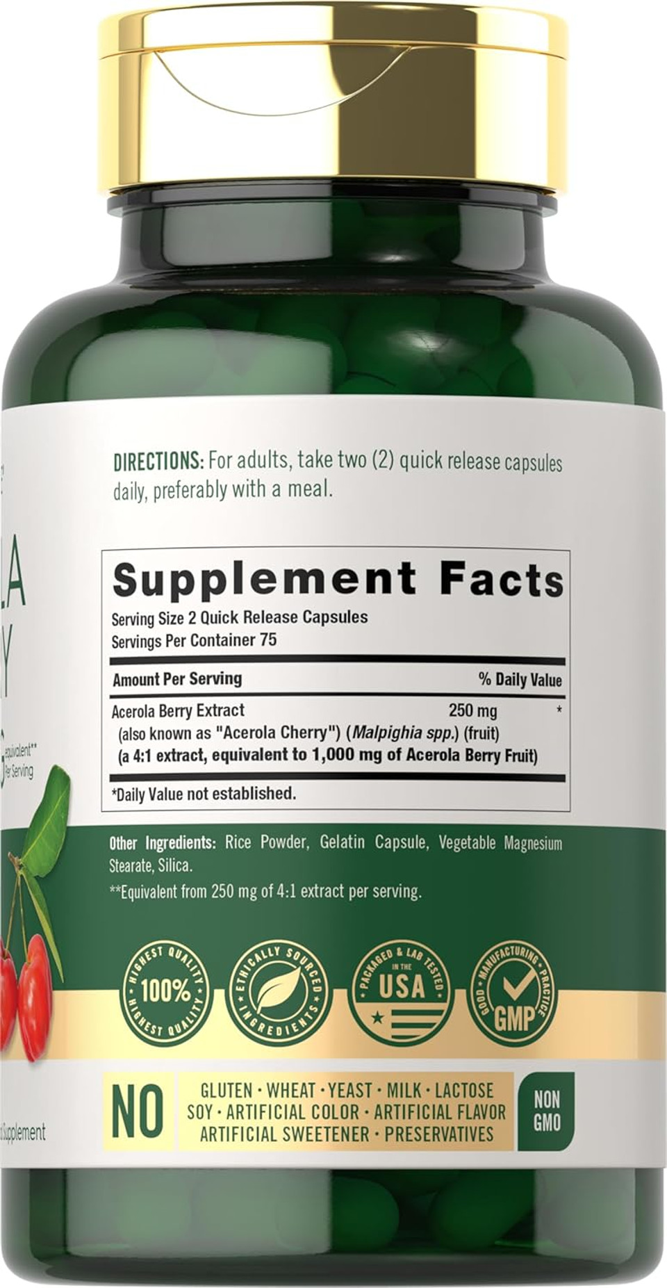 Carlyle Acerola Cherry Extract Pills | 1000Mg | 150 Capsules | Acerola Berry | Non-Gmo & Gluten Free Extract