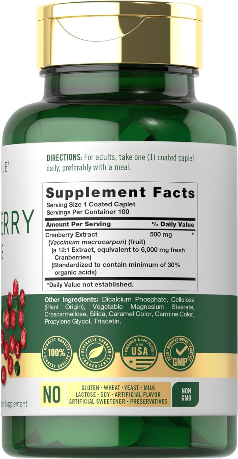 Carlyle Cranberry Pills | 500Mg | 100 Caplets | Non-Gmo, Gluten Free Supplement For Women & Men