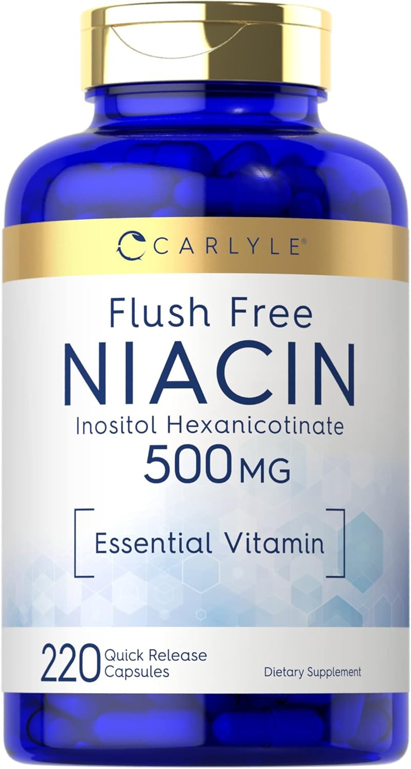 Carlyle Niacin 500Mg Flush Free | 220 Capsules | Non-Gmo And Gluten Free Essential Vitamin