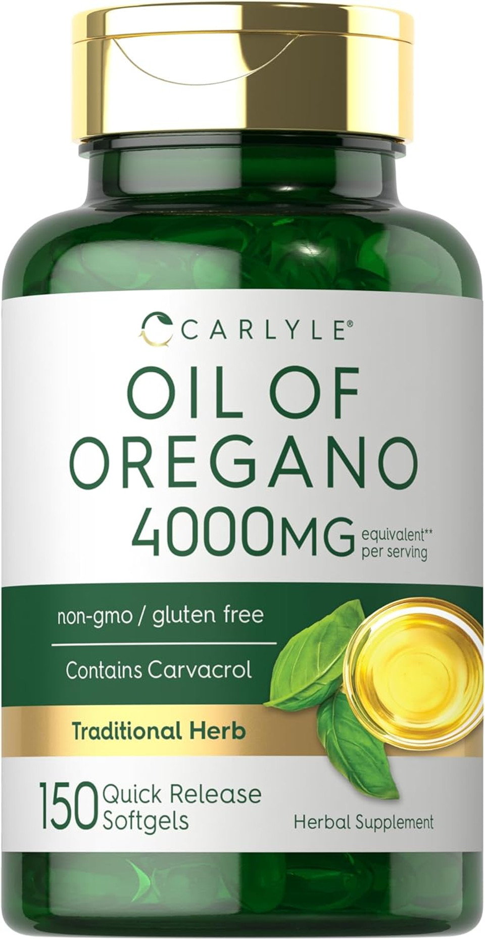 Carlyle Oregano Oil 4000Mg Supplement | 150 Softgel Capsules | Contains Carvacrol | Non-Gmo & Gluten Free Formula
