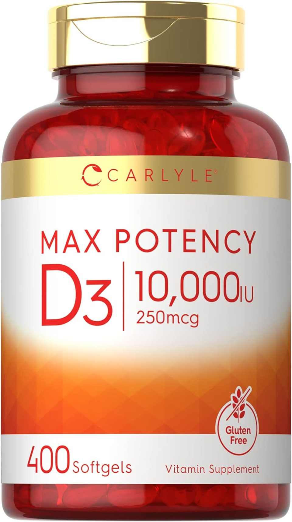 Carlyle Vitamin D 10000Iu | 400 Softgels | Max Potency | As Cholecalciferol | Non-Gmo & Gluten Free Supplement
