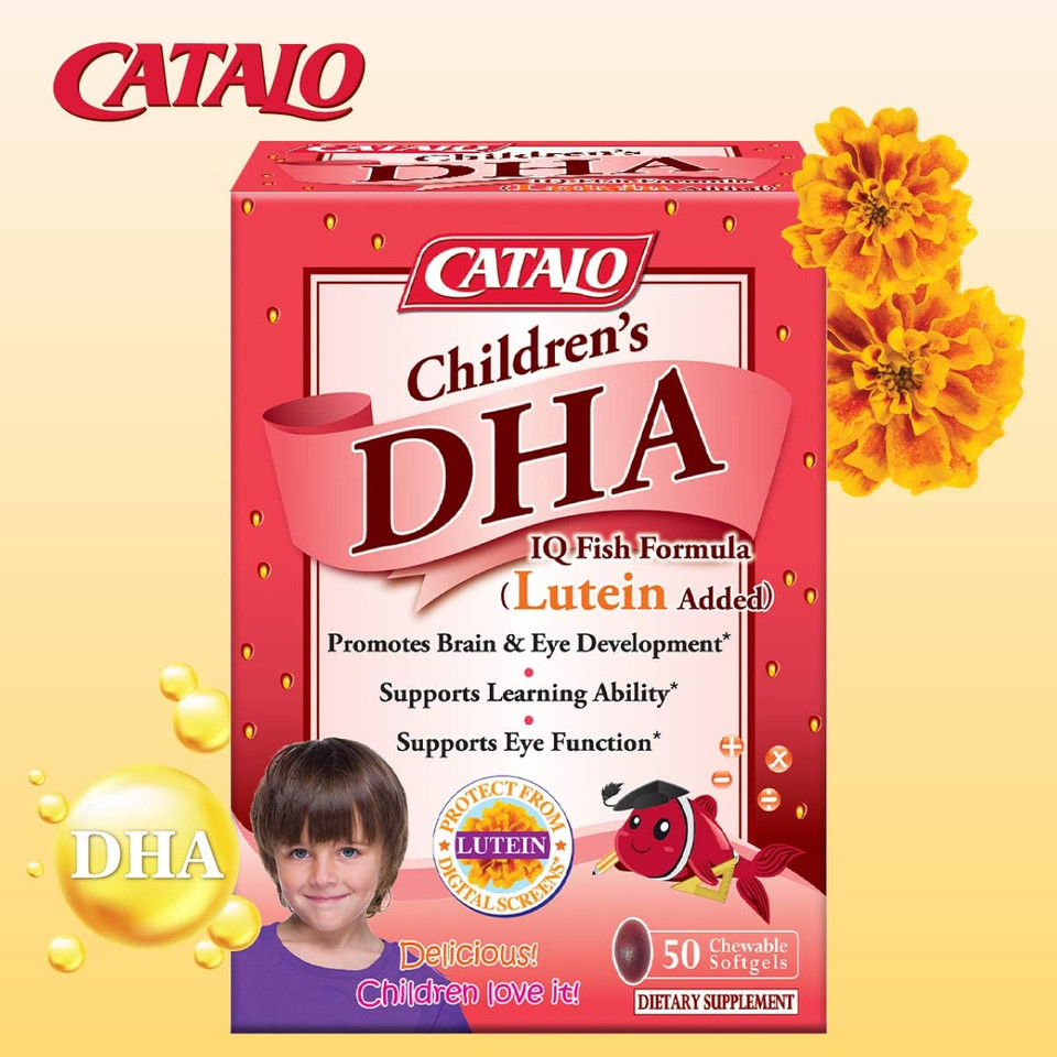 Catalo Children'S Dha Formula Fish Oil Supplements, Chewable Softgels, 200Mg Dha Per Serving, Omega-3, Natural Orange Flavor For Kids, For Brain Function & Eye Development, Easy To Take, 50 Softgels